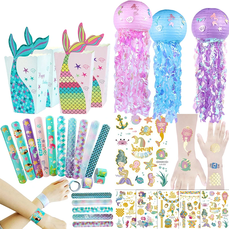 Little Mermaid Birthday Party Mermaid Clap Circle Tattoo Stickers Girl Birthday Party Gift Mermaid Decor Supplies Bomboniere