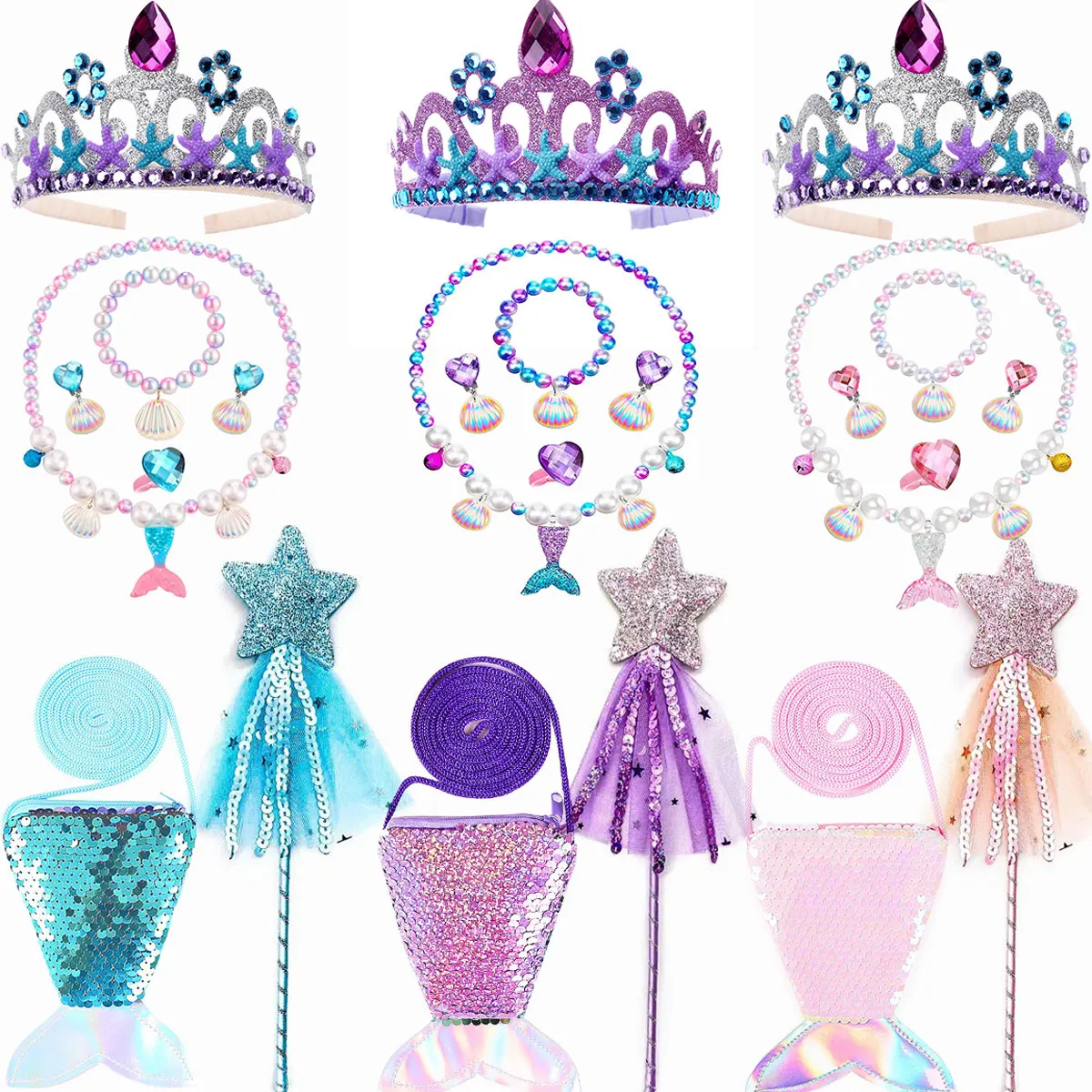 Disney Little Mermaid Classic Crown Fascia Shine Mermaid Puntelli Per Ragazza Compleanno Trendy Party Mermaid Accessori Per Capelli