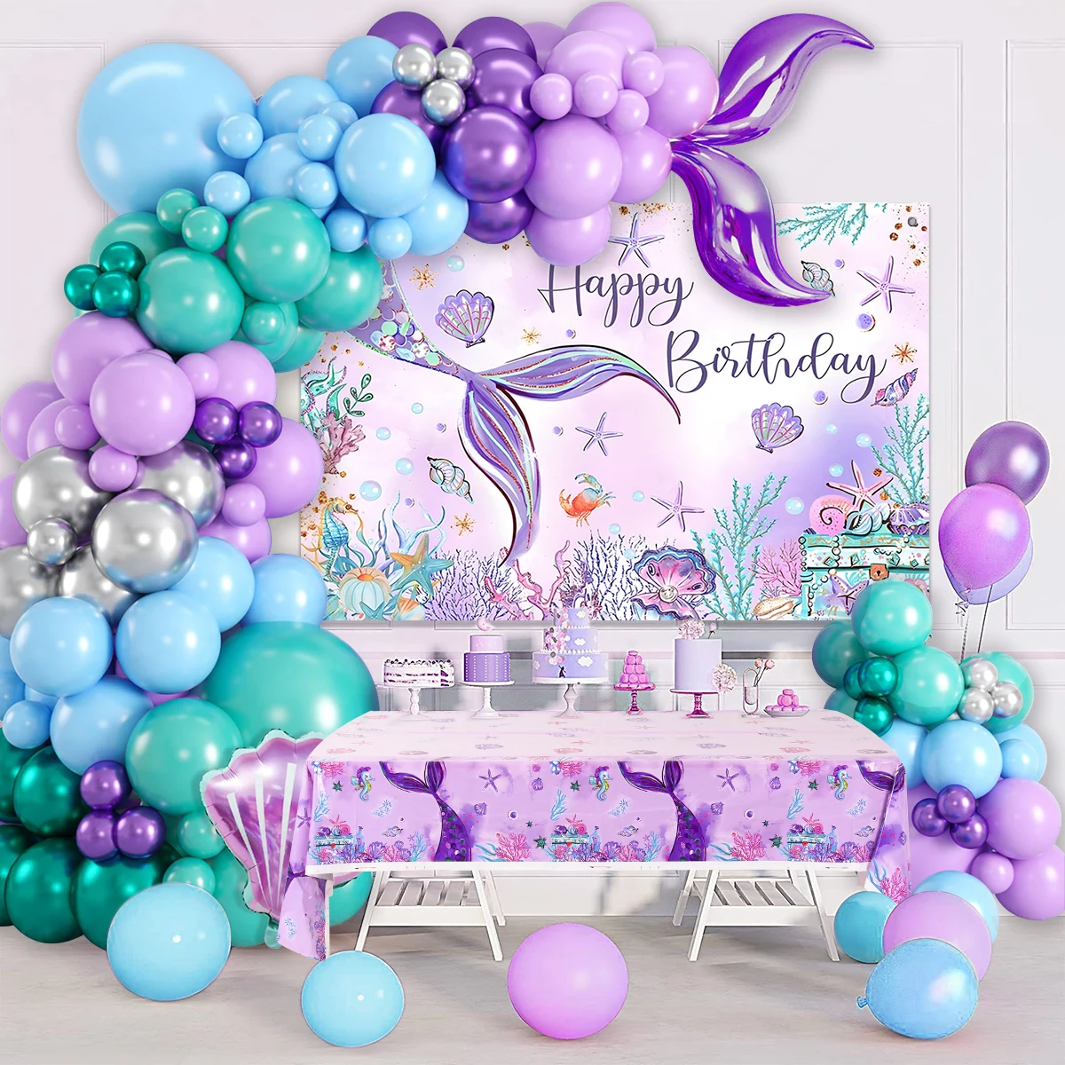 Sirena Tema Festa Sfondo Palloncino Sirenetta Festa Di Compleanno Decor Bambini Baby Shower Decorazioni Per Matrimoni Sotto La Festa Del Mare