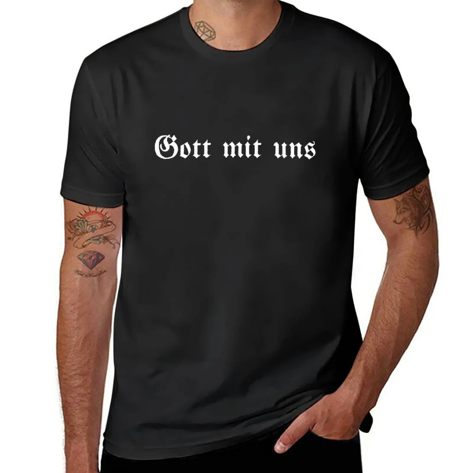 Gott Mit Uns - God With Us T-Shirt Sport Fans Top Magliette Grandi E Alte Da Uomo