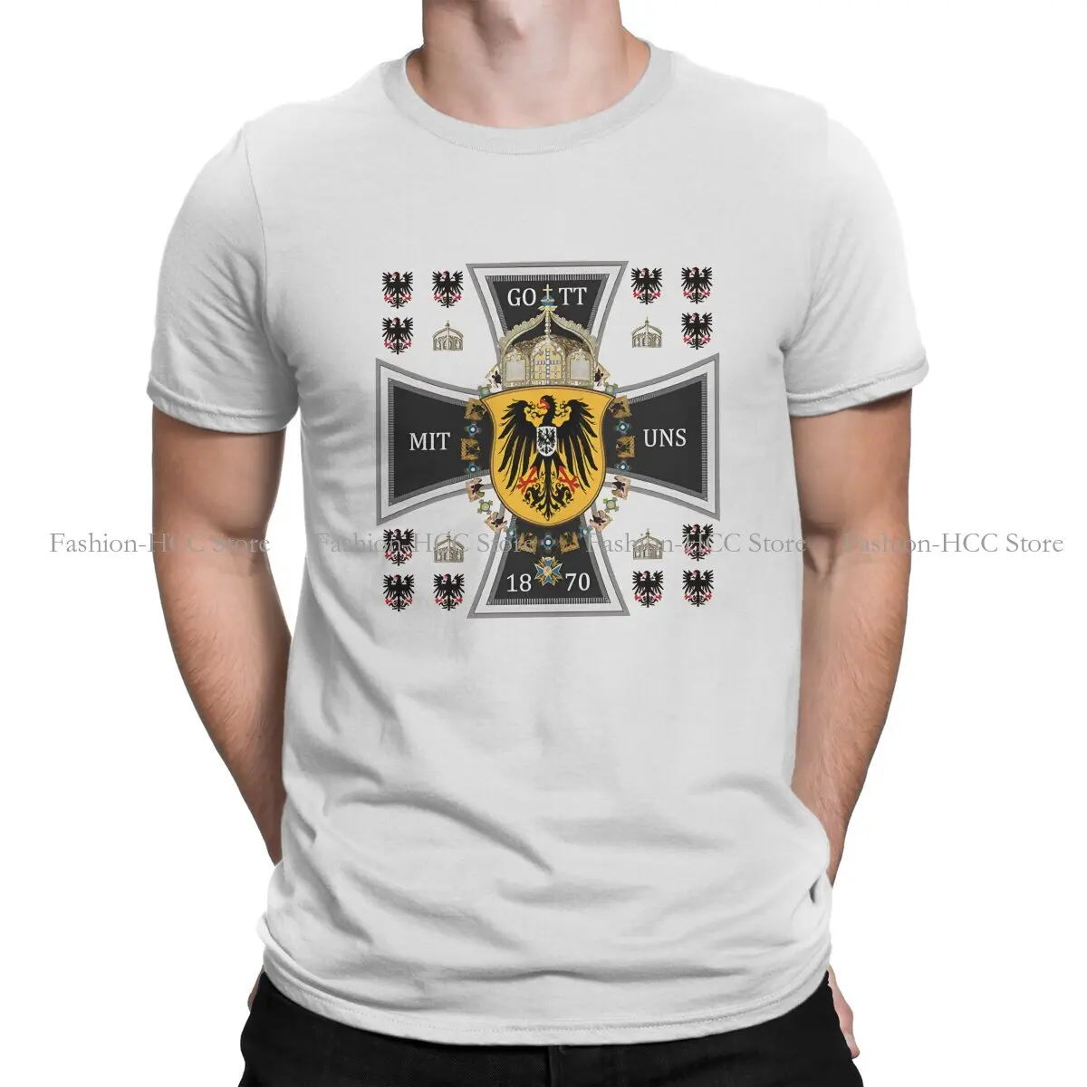 Tedesco 1870 Gott Mit Uns Iron Cross Style Poliestere Tshirt Iron Cross Maglietta Grafica Di Alta Qualità