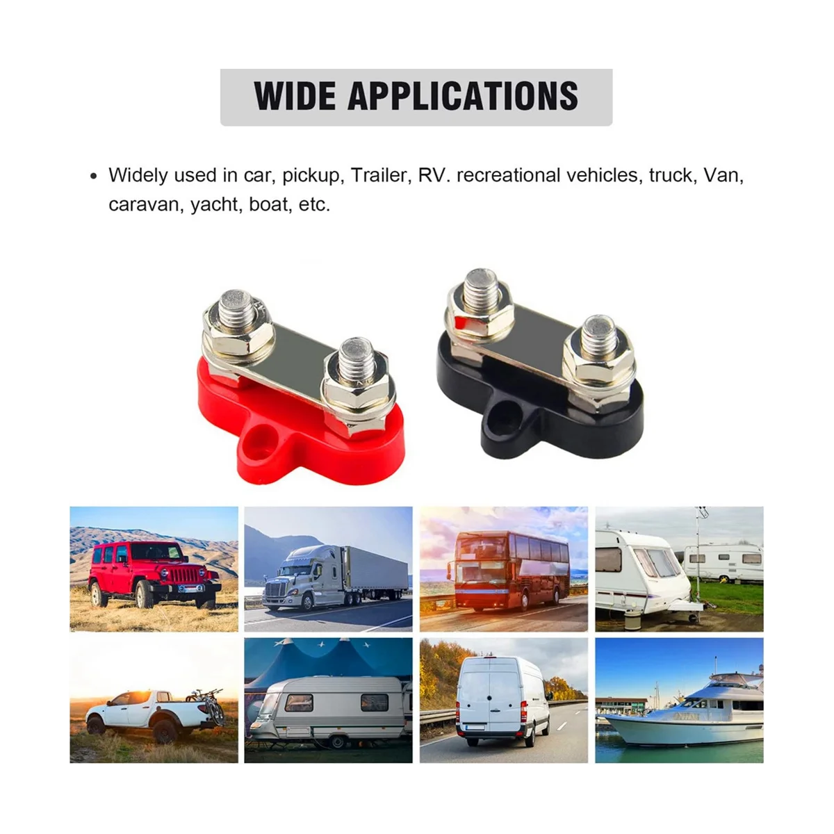 M8 Dual Studs Battery Junction Post Heavy Duty 2 Studs Bus Bar Power And Ground Junction Block Kit Terminale Di Distribuzione