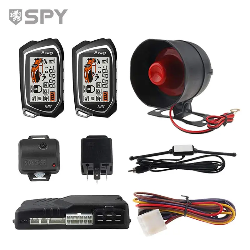 Spy Universal 2 Way Lcd Car Alarm System Anti-Hijacking Remote Starter Keyless Entry Auto-Lock Door
