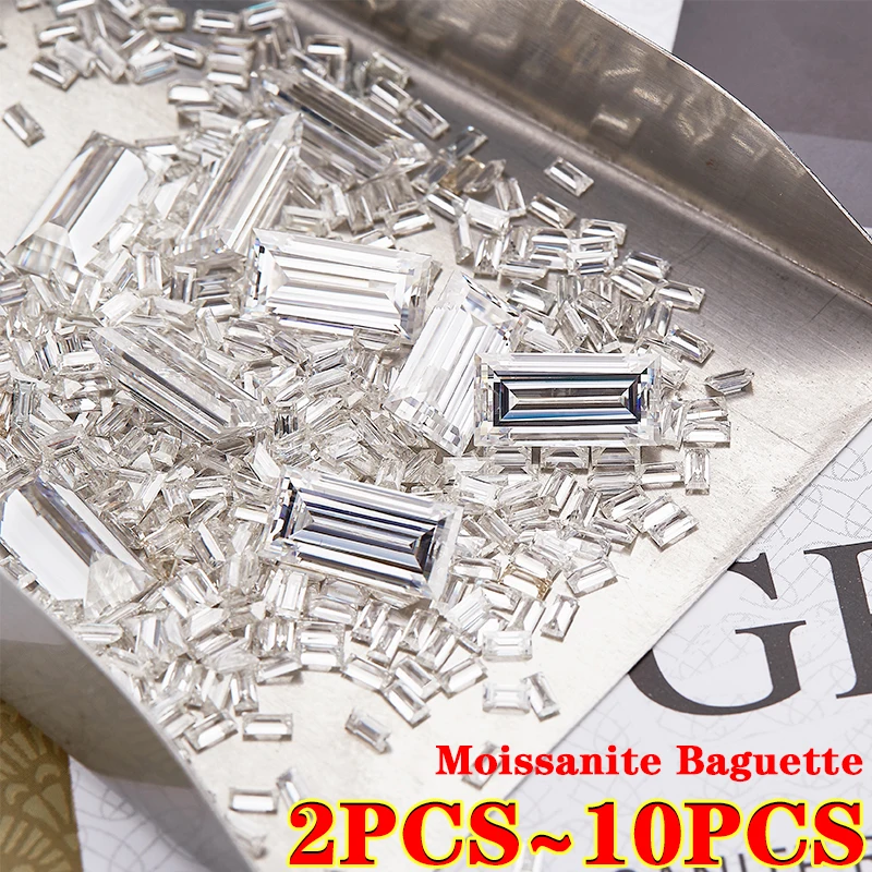 2 ~ 10 Pz Taglio Baguette Pietra Moissanite Bianco De Colore Vvs1 Pass Diamonds Test Pietra Preziosa Rettangolo Piccola Dimensione 1 X2 ~ 7X9Mm Per Gi