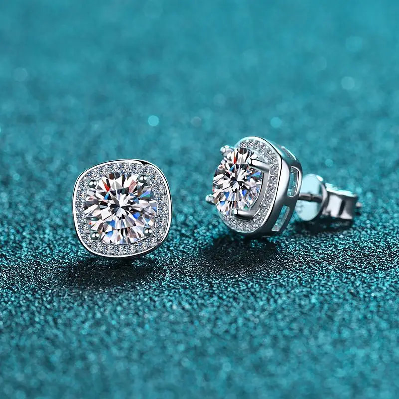 Orecchini A Bottone Moissanite In Argento Sterling 925 Knobspin 1-2 Ct D Vvs1 Lab Diamond Con Orecchini A Gioielleria Raffinata Gra Per Donna