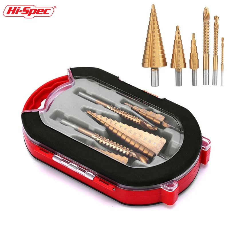Set Di Punte Per Trapano A Gradino In Titanio Hss Scanalatura Dritta 6-32Mm Taglierina Per Fori In Metallo Cono Di Legno Strumento Per Sega A Tazza Tw