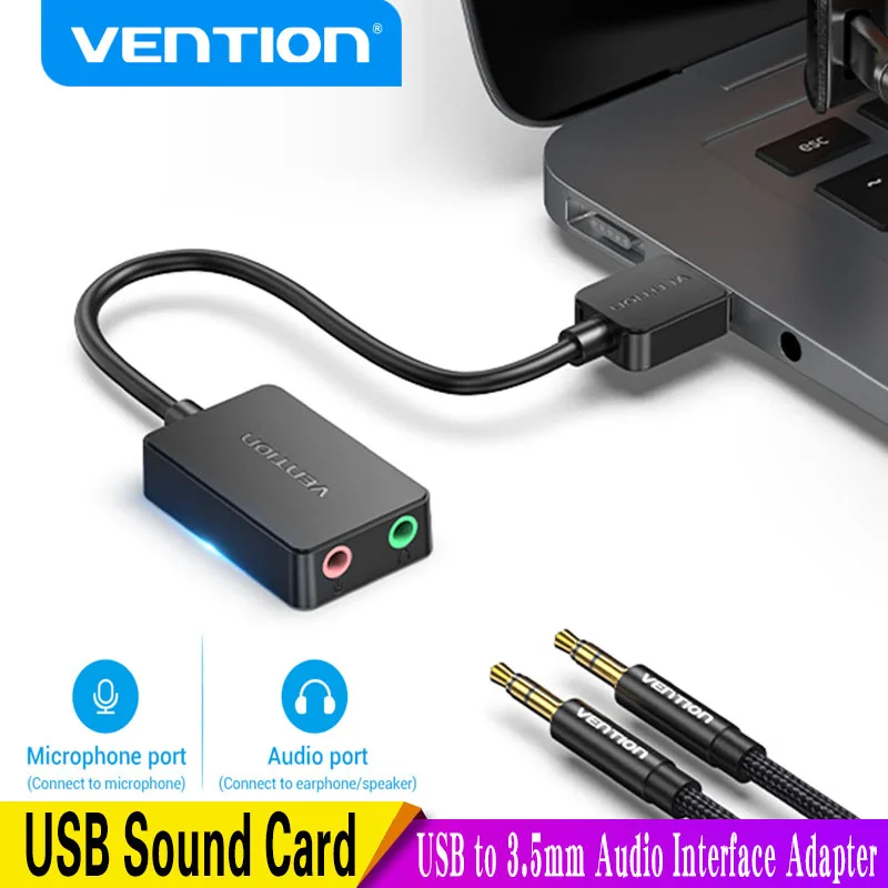 Scheda Audio Vention Adattatore Di Interfaccia Audio Da Usb A 3.5Mm Scheda Audio Esterna Per Pc Laptop Cuffie Ps4 Microfono Scheda Audio Usb