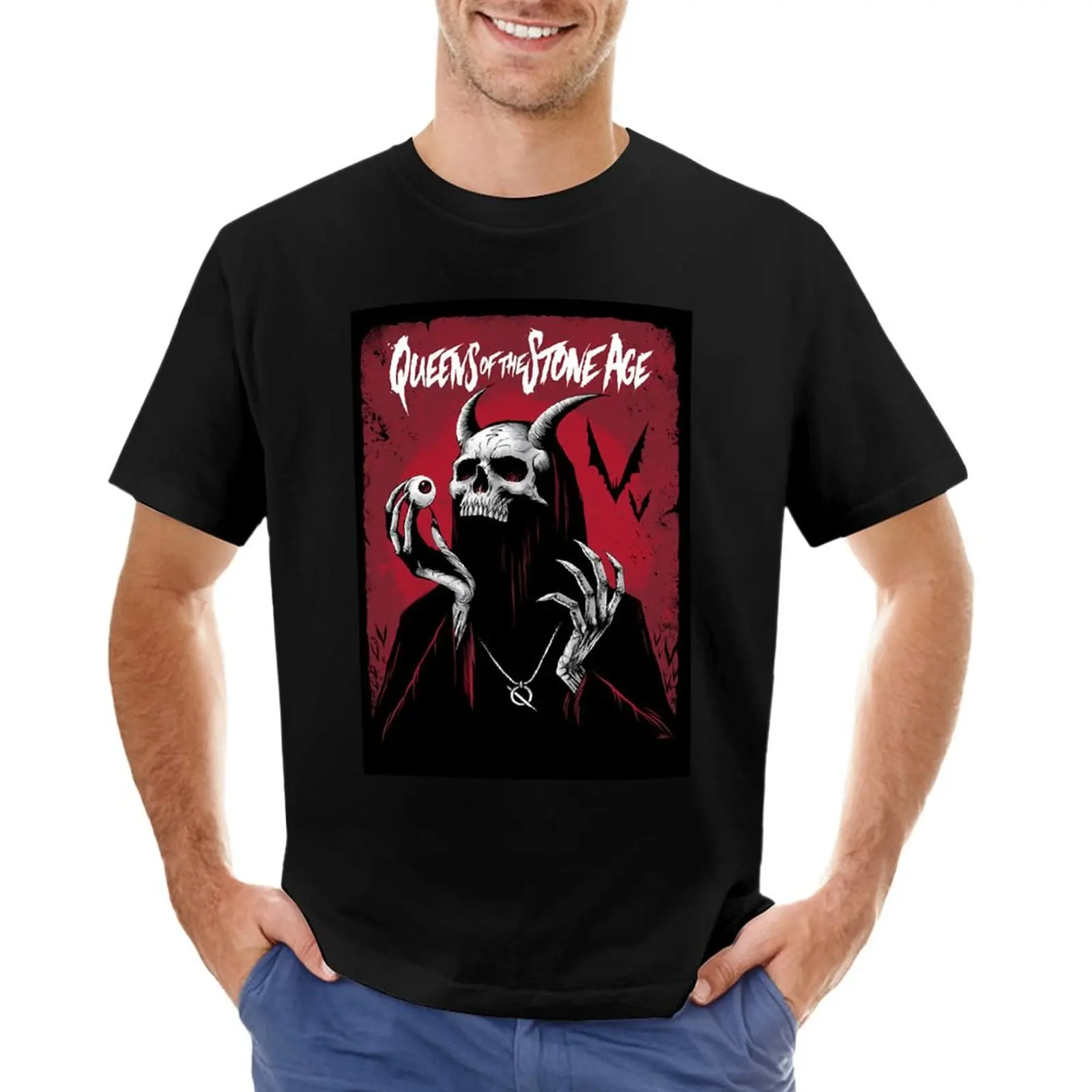 Queens Of The Stone Age T-Shirt Plus Size Tops Black T Shirts Sports Fan T-Shirts Vintage T Shirt Mens Vintage T Shirts