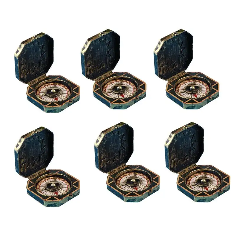 6Pcs Pirate Captain Compass Toy Xmas Cosplay Costume Prop Chic Compass Plaything Party Cosplay Decorazione Hallowmas Party Toy
