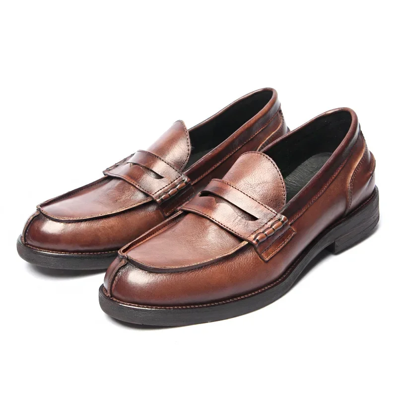 British Retro Italian Scarpe Da Uomo Mocassini Penny In Pelle Naturale Luxury Design Uomo Appartamenti Scarpe Eleganti Mocassini Da Uomo Fatti A Mano