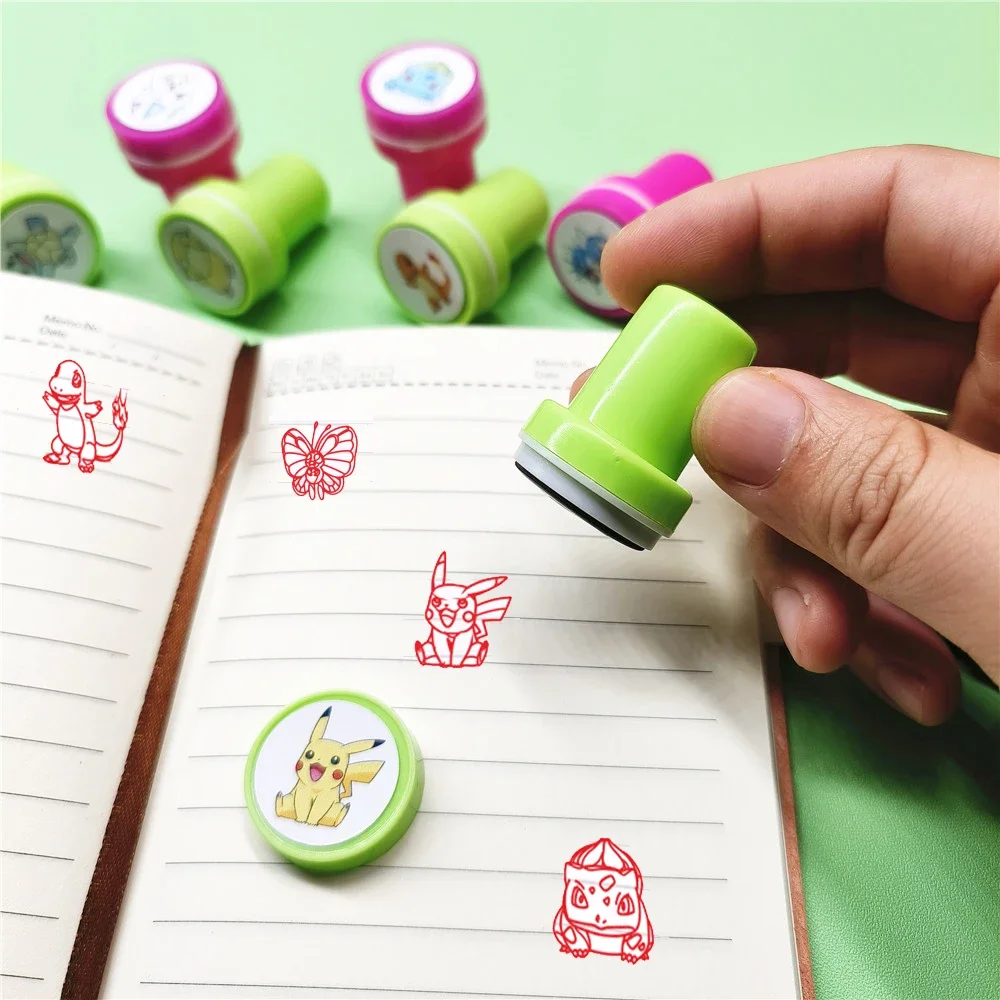 Anime Pokemon Color Stamp Set Pikachu Psyduck Cartoon Figure Toys Forniture Scolastiche Per Studenti Sigillo Di Modellazione Kawaii