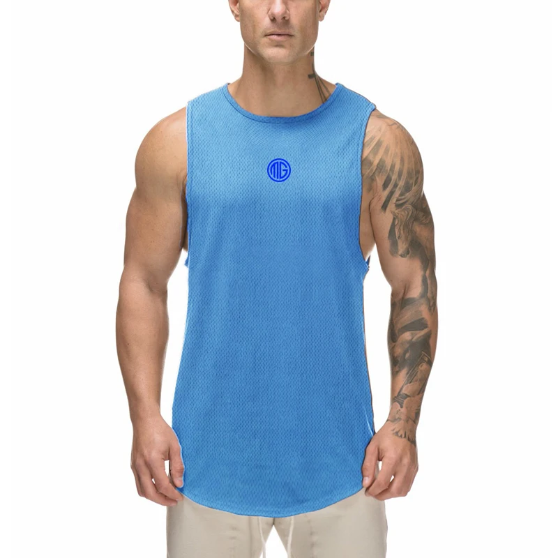 2023 Summer New Brand Printed Tank Bodybuilding Vest Workout Shirt Quick-Dry Vest Mens Fitness Stringer Canotta