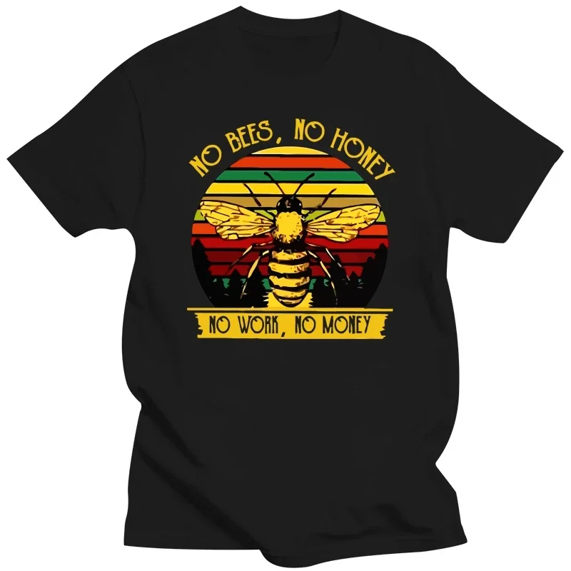 Maglietta Da Uomo Vintage No Bees Honey Work Black Cotton S 3Xl