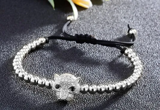 Oro Argento Della Pistola Di Rame Nero Leopardo Micro Pave Cz Zircone Cubic Zirconia Braccialetto Regolata Macrame Fascino Intrecciato Xf2 Braccialett