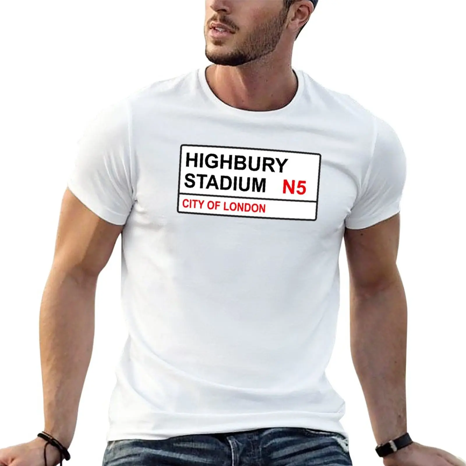 New London Gooners Highbury Stadium Football Team Street Sign T-Shirt Magliette Grafiche T-Shirt Short Mens Workout Shirts