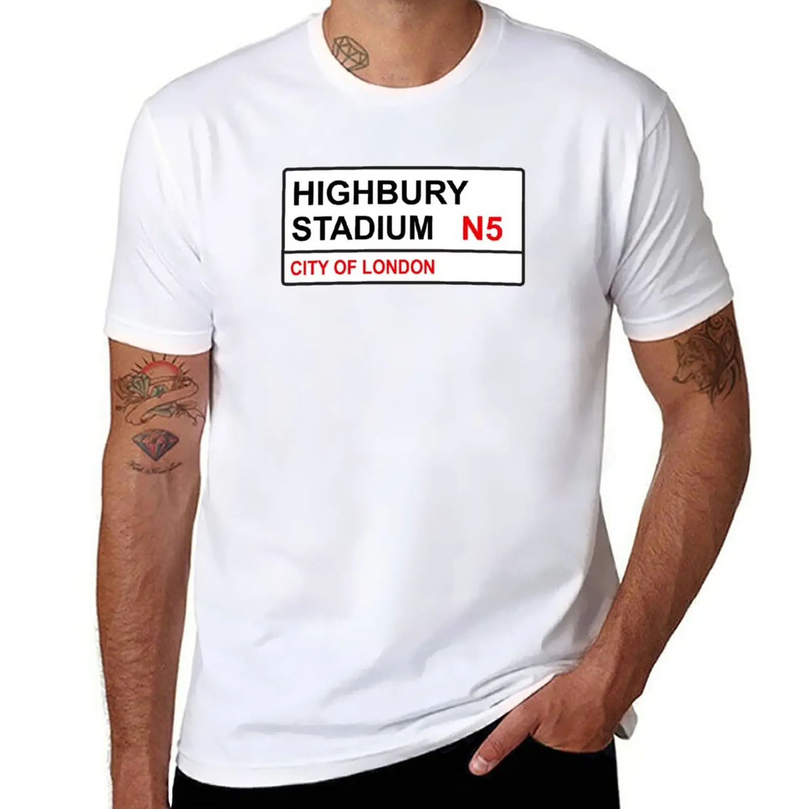 New London Gooners Highbury Stadium Football Team Street Sign T-Shirt Abbigliamento Vintage Maglietta Da Uomo Grafica