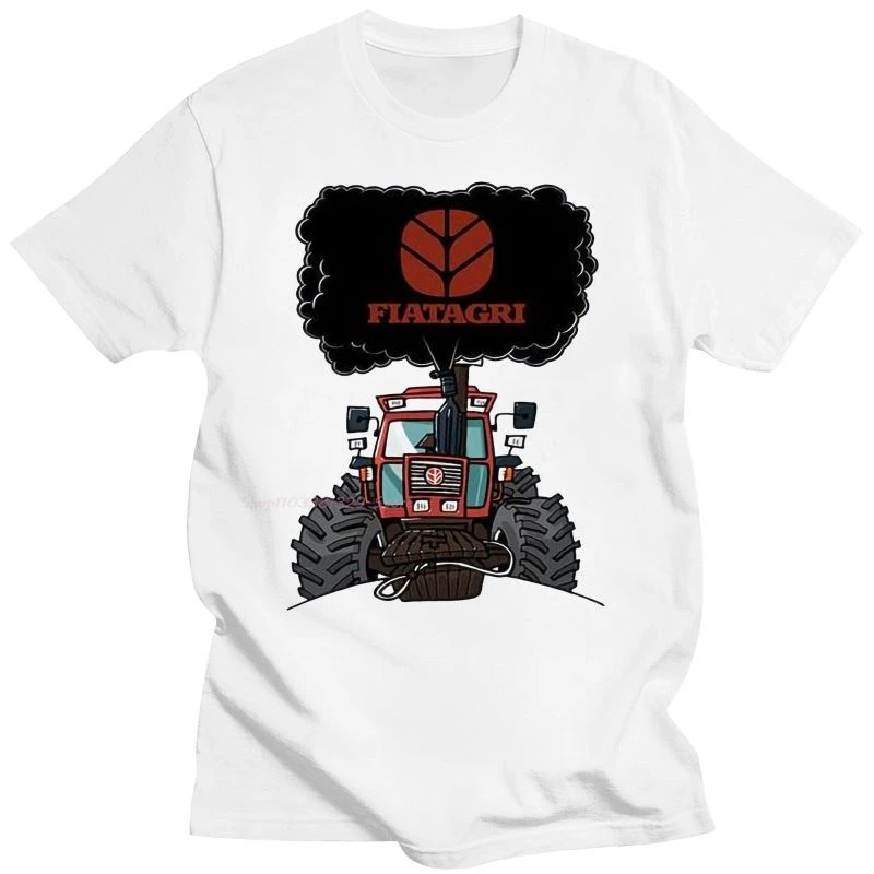 New 100% Cotton Sportswear Tee Plus Size T-Shirt Da Uomo Fiatagri Tractor White Fashion Funny