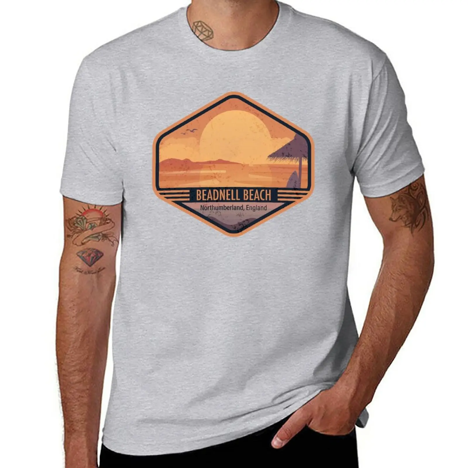New Beadnell Bay Beach In England T-Shirt Ragazzi Animal Print Shirt Magliette Nere Magliette Divertenti Abbigliamento Da Uomo