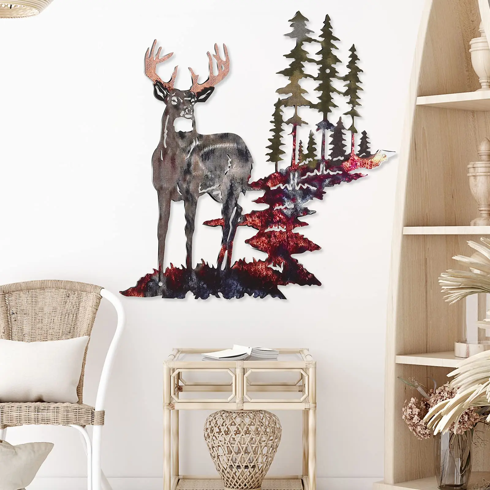 Metal Iron Art White Tail Deer Europa E Stati Uniti Indoor Home Home Decoration Art Craft Metal Wall Hanging Decor