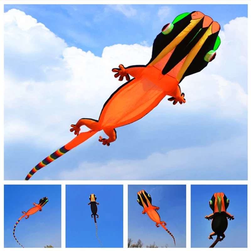 Spedizione Gratuita 14M Gecko Aquilone Grande Morbido Aquilone Linea Di Corde Volanti Cometas De Viento Parapente Linha De Pipa