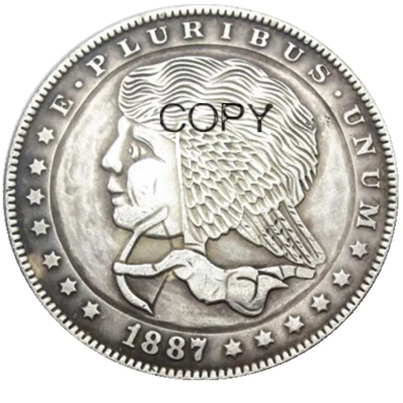Hb(22)Us Hobo Morgan Dollar Skull Zombie Skeleton Monete Placcate Argento