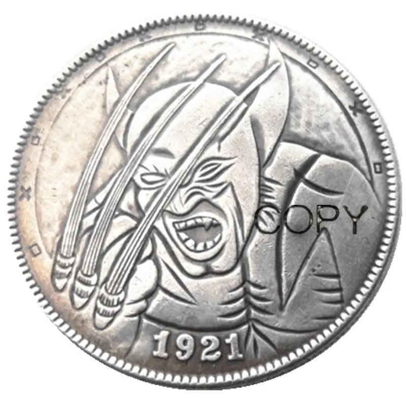 Hb(23)Us Hobo Morgan Dollar Skull Zombie Skeleton Monete Placcate Argento