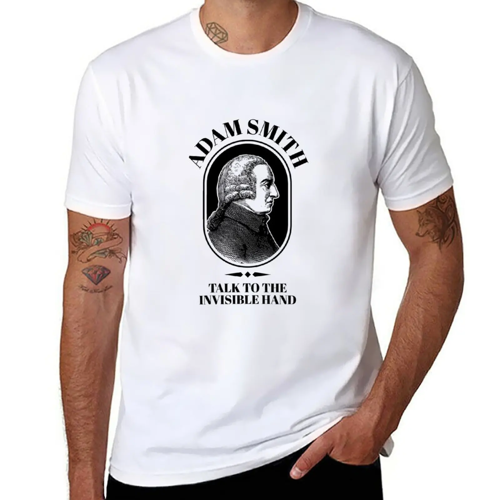 New Adam Smith Funny Economics Professor Invisible Hand Sticker T-Shirt Abbigliamento Vintage Abbigliamento Uomo