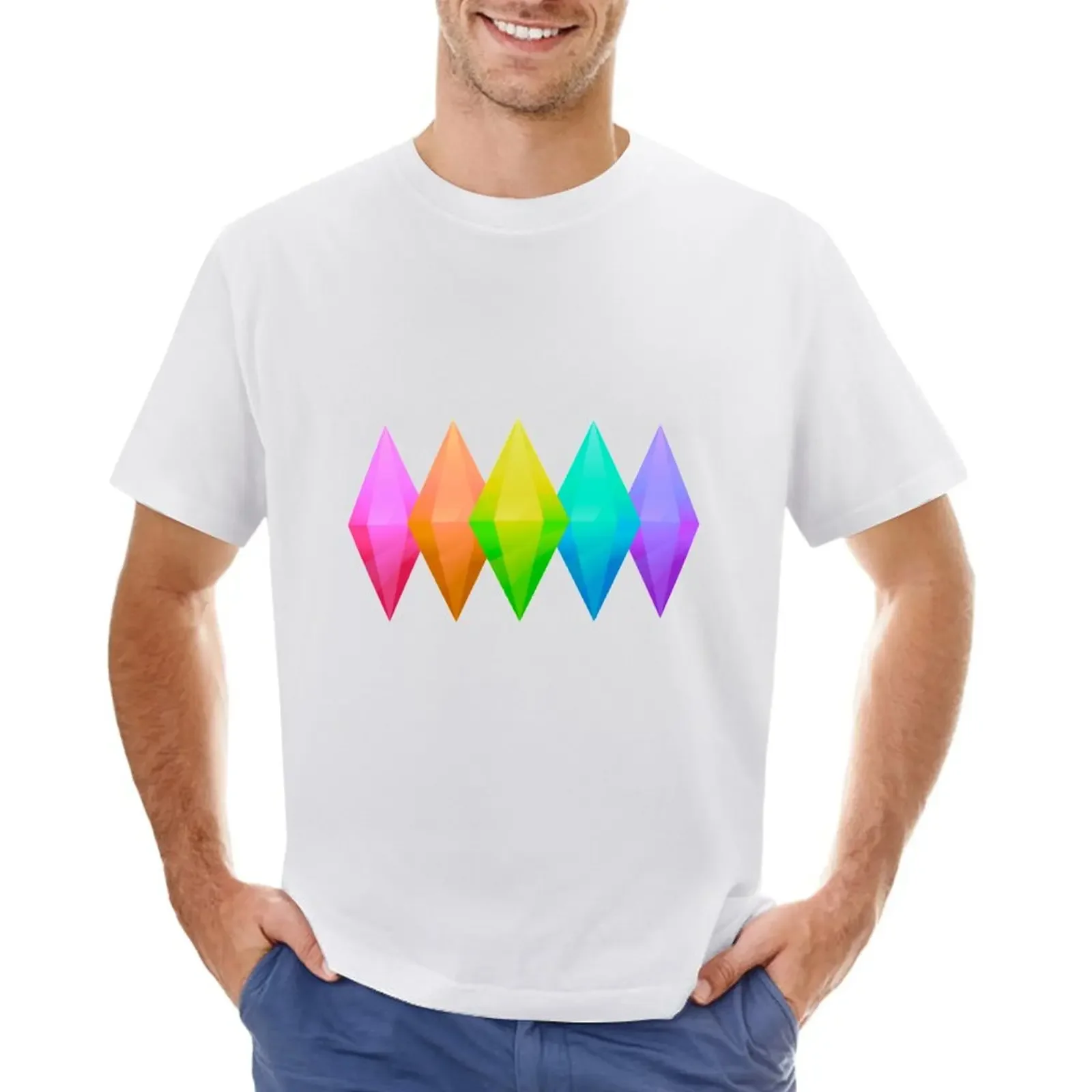 Sims Rainbow Diamonds T-Shirt Abbigliamento Estivo Abbigliamento Vintage Abbigliamento Uomo