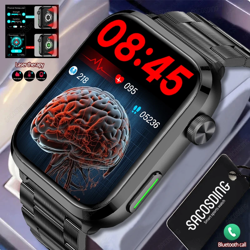 Laser Therapy Smart Watch Blood Sugar Watch Smart Bluetooth Call Acido Urico Blood Lipid Blood Pressure Monitor Health Smartwatch