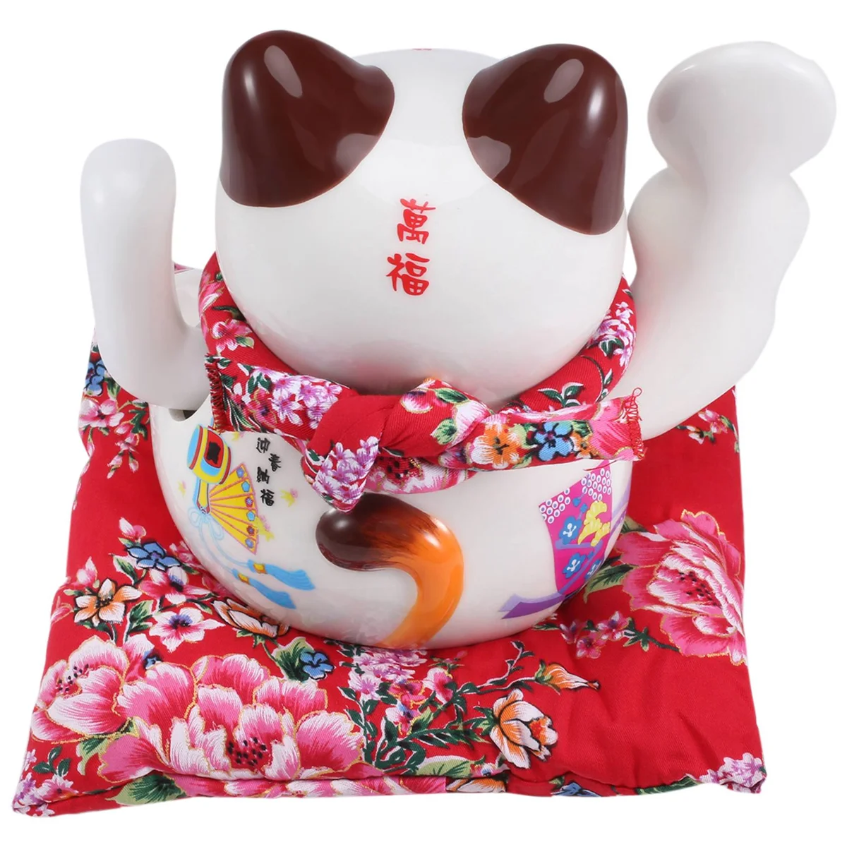 7 Pollici Ceramic Beckoning Cat Maneki Neko Ornament Feng Shui Decoration Swing Lucky Cat,C