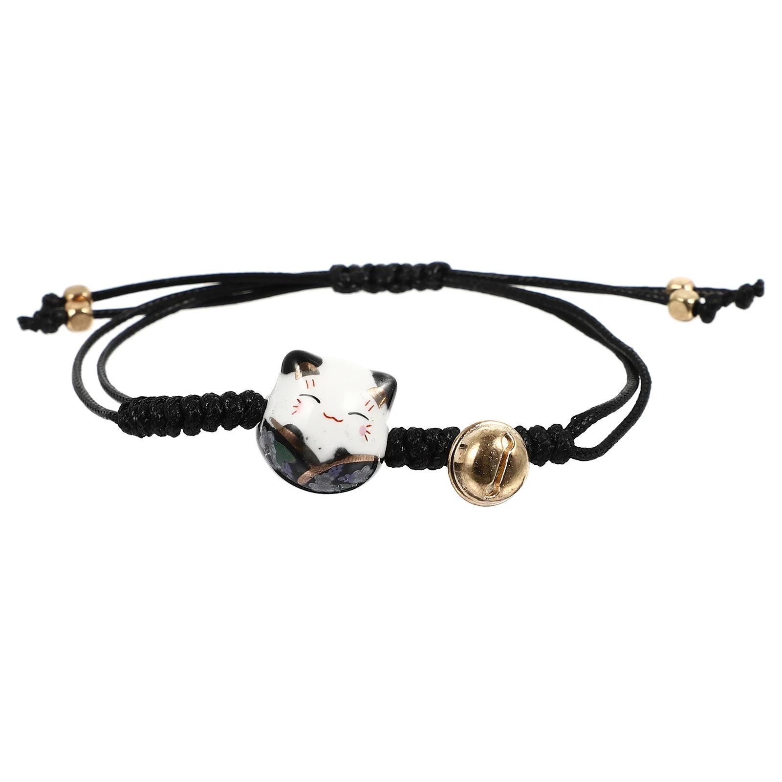 Holibanna Lucky Cat Bracciale Cute Feng Shui Maneki Neko String Bracciale Regolabile Good Luck String Perline Intrecciate Bell