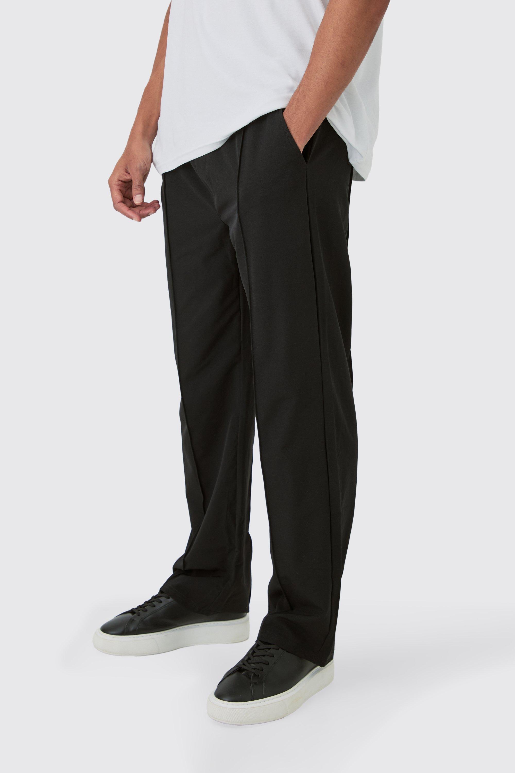 Pantaloni rilassati in Stretch leggeri con nervature e nervature, Nero