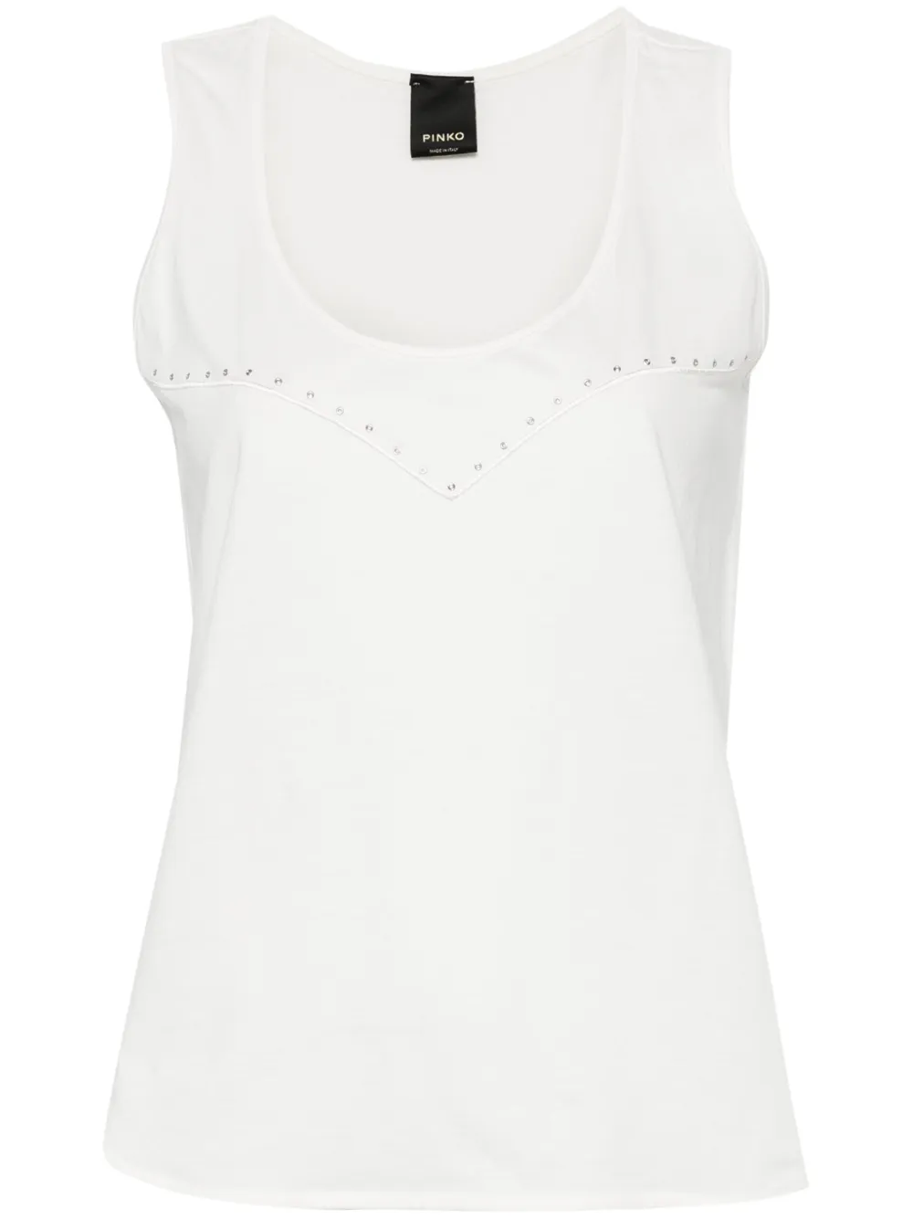 PINKO eyelet-detail cotton T-shirt - Bianco