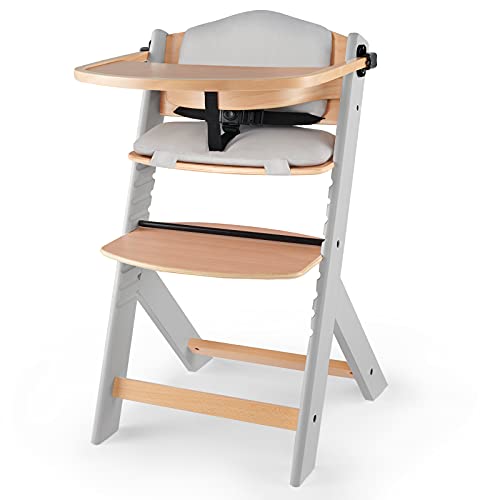 Kk Kinderkraft Seggiolone Pappa In Legno Enock, Con Cuscino, Evolutivo, Multifunzionale, Sedia Ergonomica, Altezza Regolabile, Dai 6 Mesi Ai 10 Anni,
