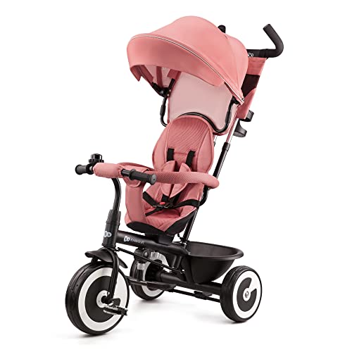 Kinderkraft Aston Triciclo Bambini Dai 9 Mesi Fino 25 Kg, Passeggino Con Maniglione Regolabile, Bici, Sedile Girevole Fronte Mamma E Strada, Cappottin