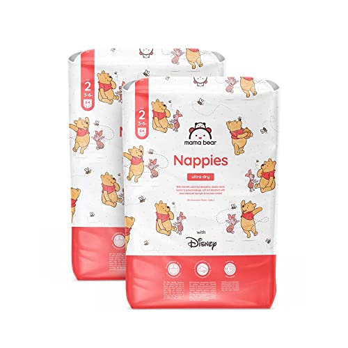 Marchio Amazon - Mama Bear Disney Pannolini Ultra-Asciutti, Taglia 2 (3-6 Kg), Bianco, 168 Unità (2 Confezioni Da 84), Pacco Mensile