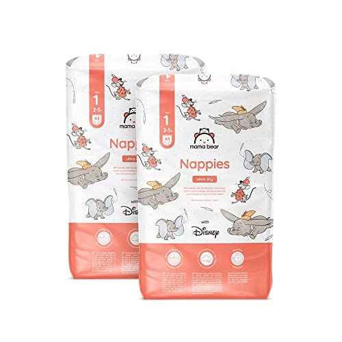 Marchio Amazon - Mama Bear Disney - Pannolini Ultra-Asciutti, Taglia 1 (2-5 Kg), Bianco, 96 Unità, 2 Confezioni Da 48, Pacco Mensile