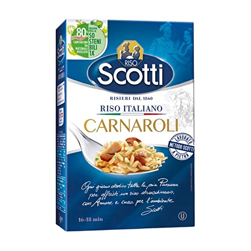Riso Scotti Riso Carnaroli, Riso Italiano Per Risotti Superfino Pronto In 16 -18 Minuti, Chicci Grandi Per Piatti Raffinati, Lavorato A Pietra, 1 Kg