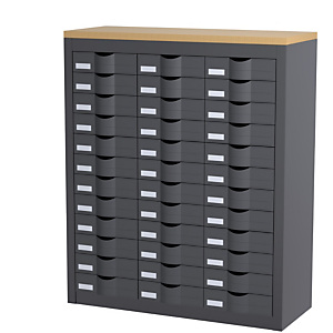 Paperflow Comptoir 3 colonnes Cycladis 36 tiroirs - Ht. 106.5 cm, anthracite