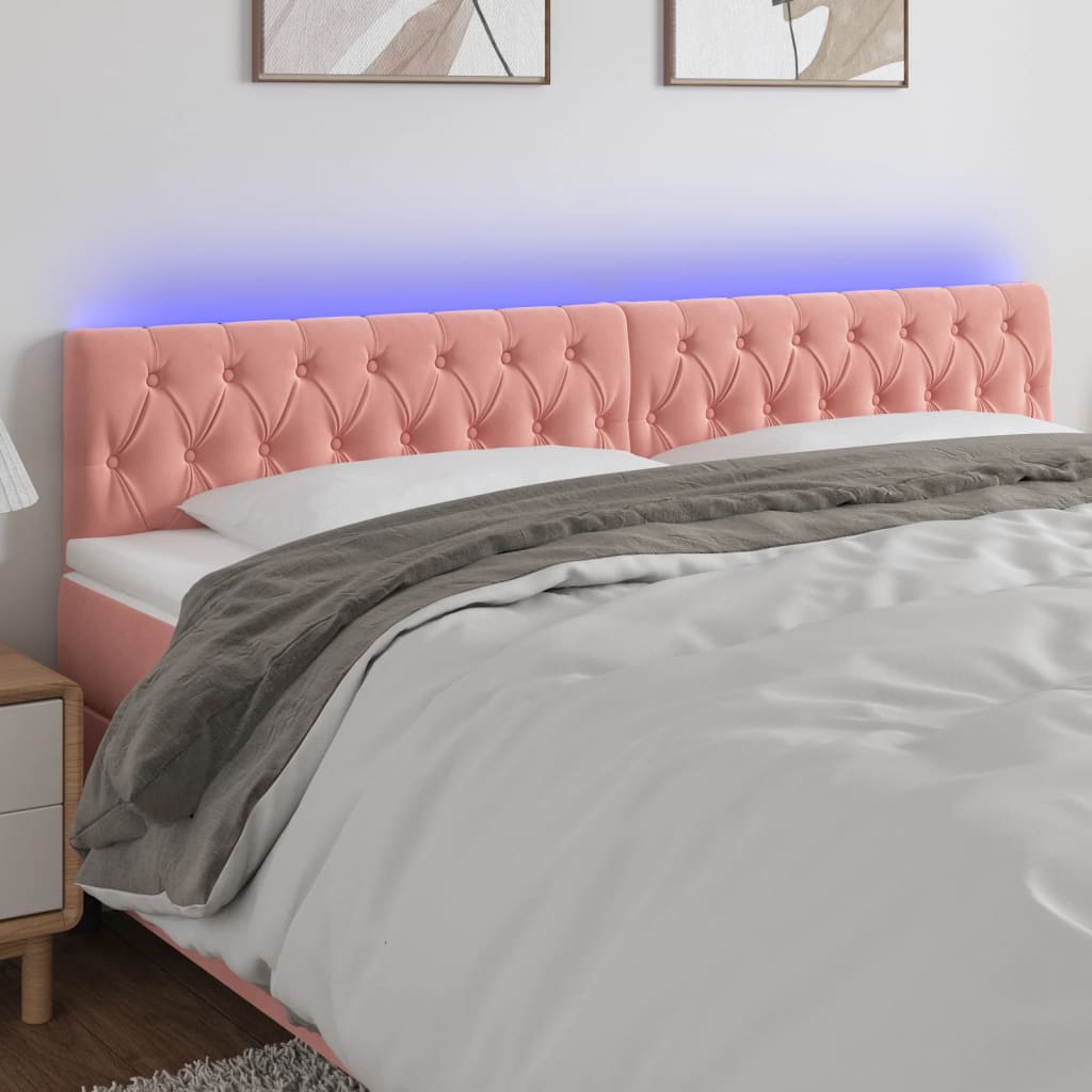 vidaXL Tête de lit à LED Rose 180x7x78/88 cm Velours