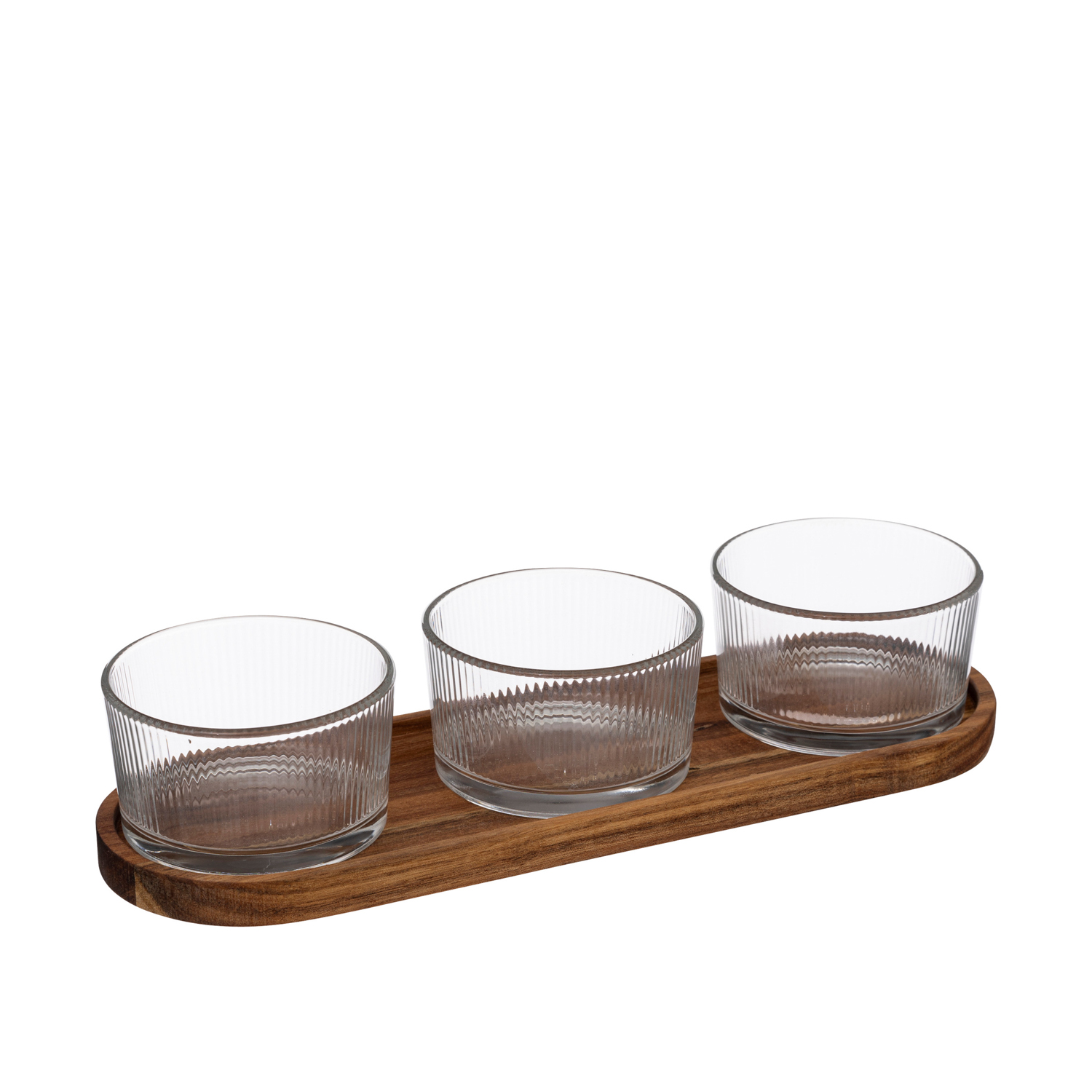 Set 3 ciotoline in vetro per aperitivo con vassoio