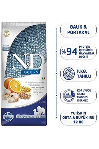 N&D Ocean Dog Codfish, Spelt, Oats And Orange Adult Medium & Maxi 12Kg