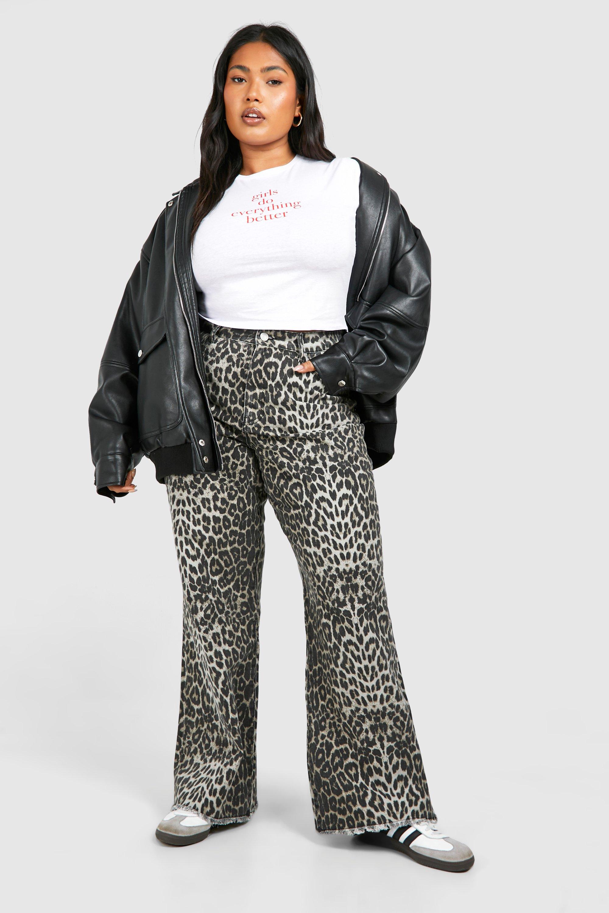 Plus Leopard Straight Leg Jean, Multi