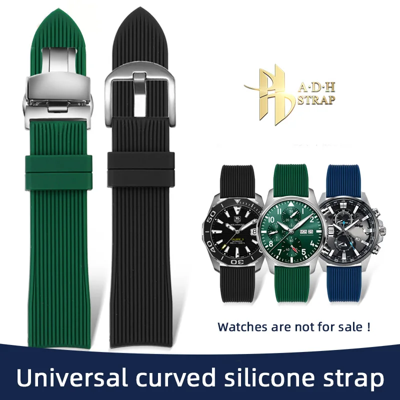 Cinturino Curvo Da 20Mm 22Mm Per Casio Efr303 Citizen Ecb900 Longines Mido Tv Multiport M049.526 Cinturino In Silicone 22Mm Verde Arancione Blu