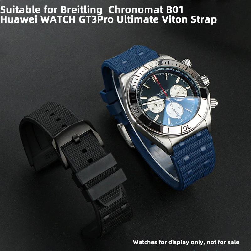 Per Breitling Chronomat B01 Cinturino In Gomma B01 Bracciale Huawei Watch Gt3/Pro 46Mm Cinturino Bracciale Nuovo Fluororuber Ultimate Men 22Mm