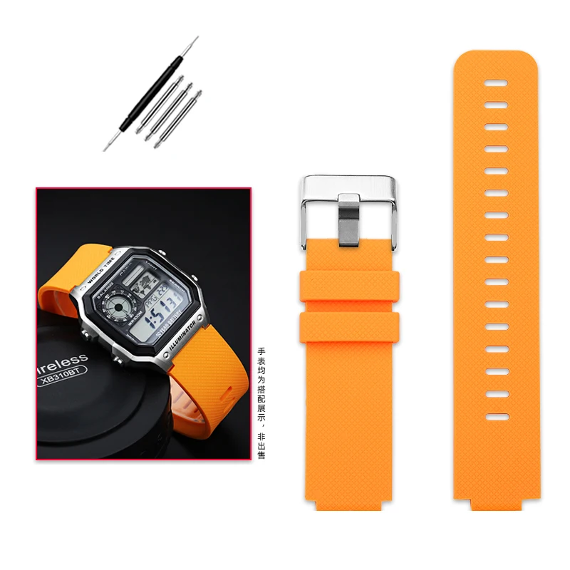 Cinturino Per Orologio In Gomma Siliconica Per Serie Casio Ae1200 Ae-1200 Ae-1300/Ae-1200/W-216 A158 A159 A168 Bracciale Sportivo Impermeabile 18Mm