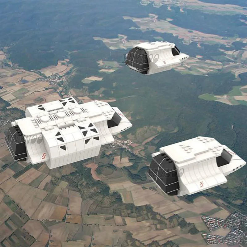 613 Pezzi Parti Moc Space Plan - Skyfighter Shuttle Da "V-Visitatori" Tv Show Building Blocks Mattoni Classici Fai Da Te Modello Giocattoli Regali