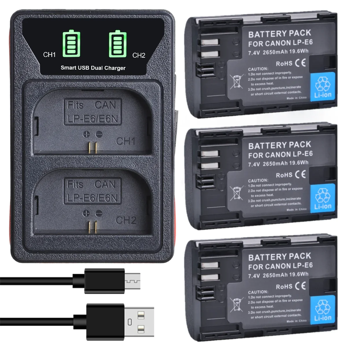 Lp-E6 Lp-E6N Batteria E6 Per Canon Eos R5C R5 R6 R 5D Mark Iv 5D Mark Iii 5D Mark Ii 6D Mark Ii 7D Mark Ii 5Ds 5Ds R 80D 70D 60D