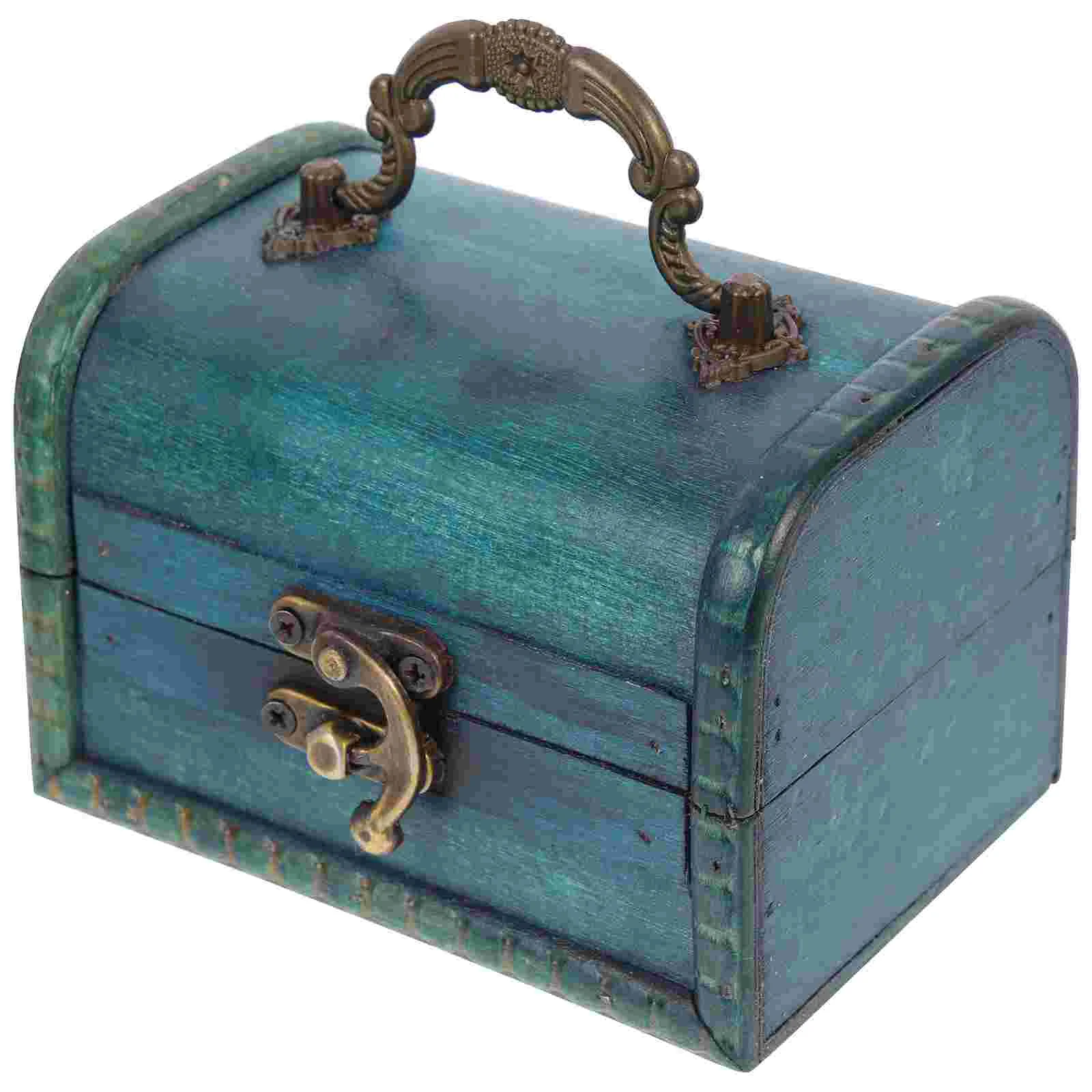 Vintage Storage Scatola Di Legno Custodia Decorativa Jewlery Treasure Chest Jewelry Alloy