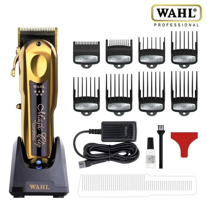 Originale Wahi 5 Star 8148 Gold Magic Clip Gold Limited Edition Cavo Professionale/Tagliacapelli Cordless Con Base Di Ricarica